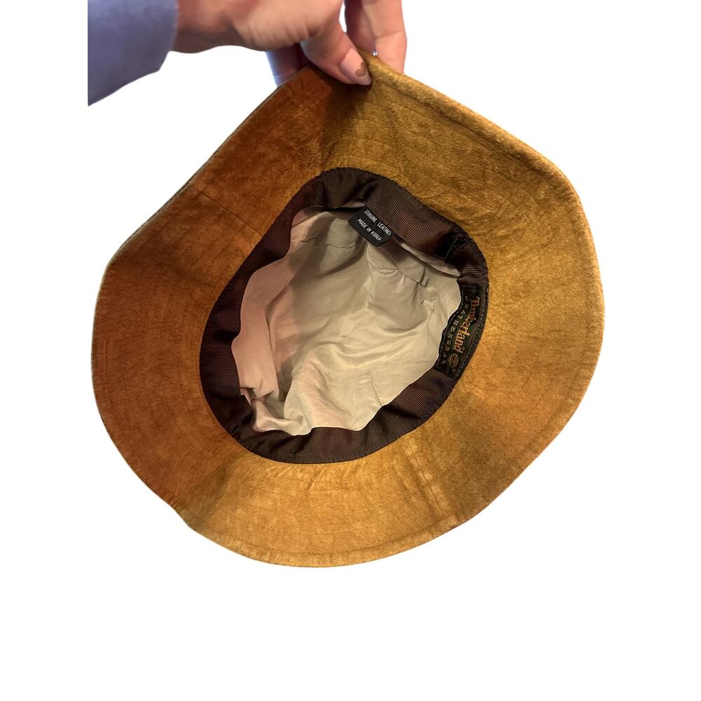 Vintage 1990's Timberland Tan 100% Leather Suede Bucket Hat Size XL - Picture 7 of 7